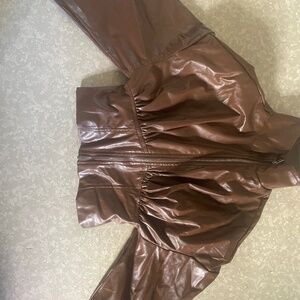 Cute Brown 2000s Leather Jacket